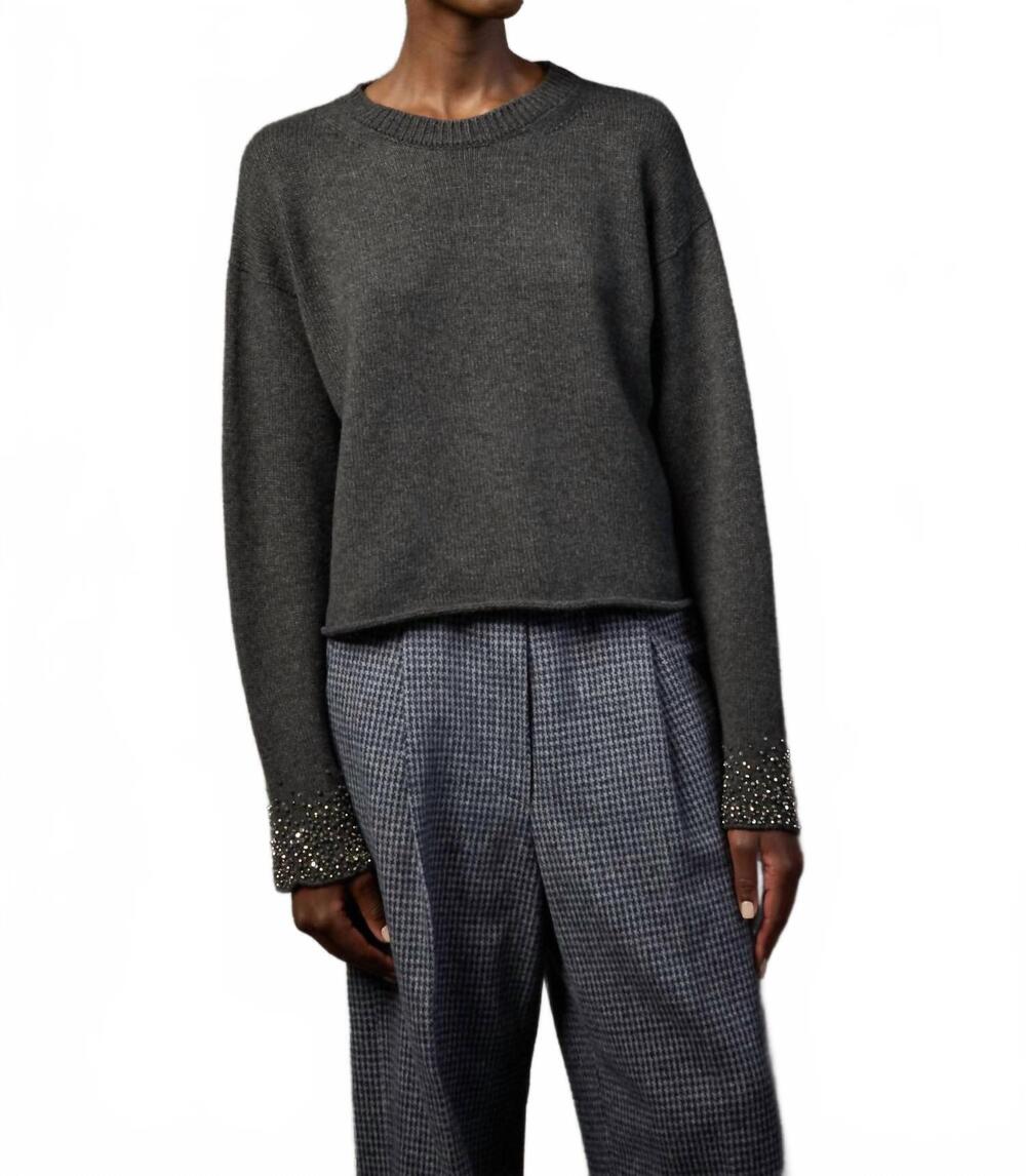 NEW LIVIANA CONTI breanna crewneck sweater in charcoal grey
